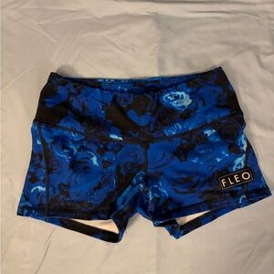 Fleo Women's Vibrant Blue and Black Floral Shorts